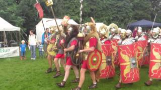 Roman Reenactment at the Amphitheatre in Caerleon Marching In [upl. by Oirobil]