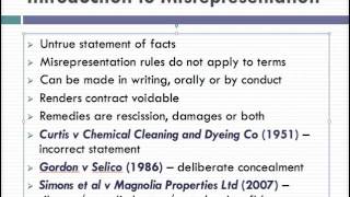 Misrepresentation Lecture 1 of 4 [upl. by Durrell]